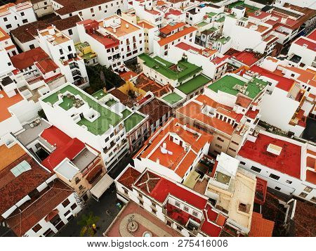 Over The Roofs Of Icod Town, Tenerife, Canary Islands With A Drone, Drone Photography In Spain