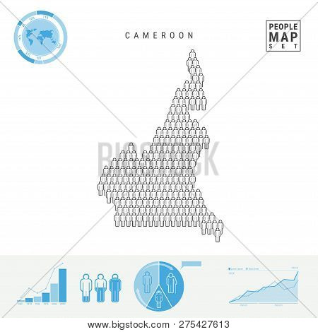 Cameroon People Icon Map. People Crowd In The Shape Of A Map Of Cameroon. Stylized Silhouette Of Cam