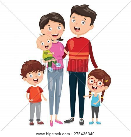 Vector Illustration Of Sweet And Happy Family
