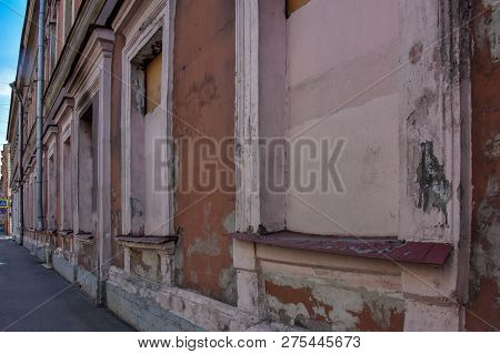 Old Abandoned Building On The Corner Of Town