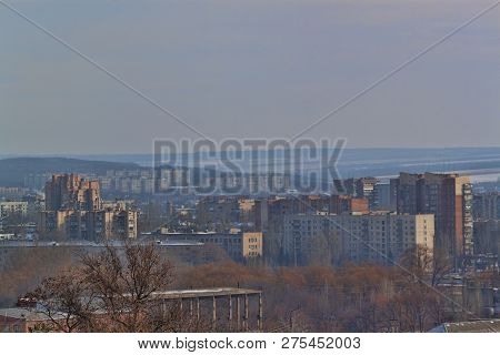 View Of The Winter Sloviansk (ukraine) From The Hill Of Artyom Microdistrict. Beginning Of December