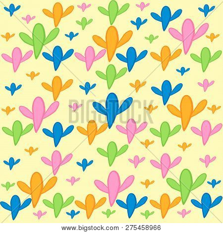 Colored Cactus Yellow Background Bright Abstrast Patterns