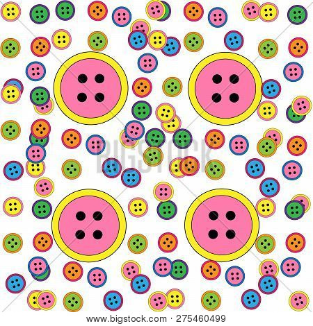 Pattern Background Colored Rose Buttons Large Small