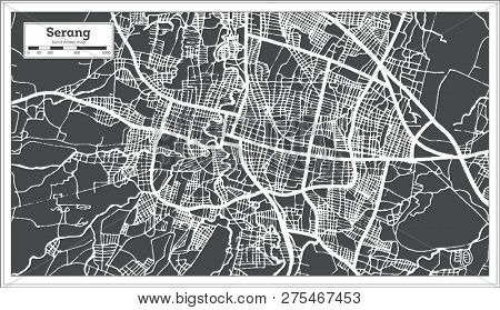 Serang Indonesia City Map in Retro Style. Outline Map. 
