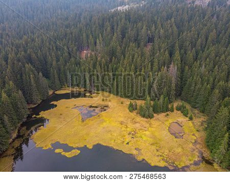 Smolyan Lakes In Bulgaria Mountains  During Autumn.