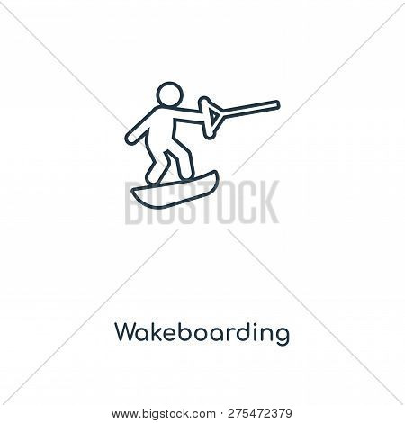 Wakeboarding Icon In Trendy Design Style. Wakeboarding Icon Isolated On White Background. Wakeboardi