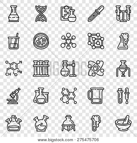 Chemistry Icon Set. Outline Set Of Chemistry Vector Icons For Web Design