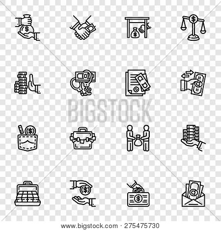 Bribery Icon Set. Outline Set Of Bribery Vector Icons For Web Design