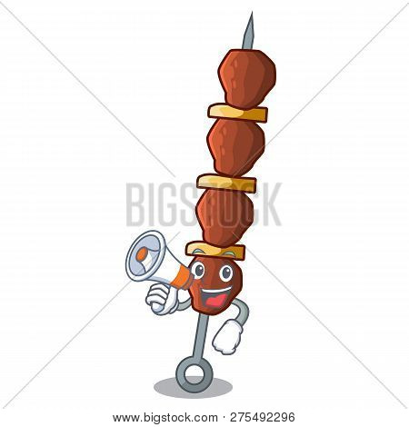 With Megaphone Chickin Shish With Sticks A Cartoon