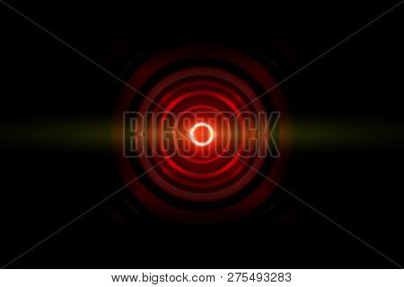 Abstract Dark Red Circle With Sound Waves Oscillating, Technology Background