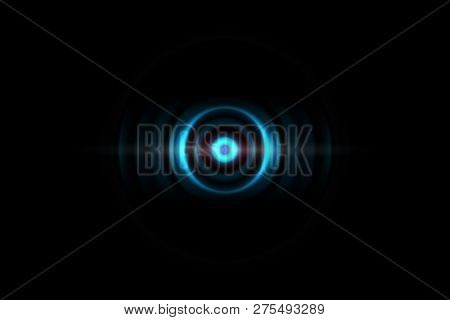 Abstract Eye Blue Light Effect With Sound Waves Oscillating Background