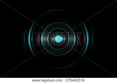 Abstract Green Circle Effect With Sound Waves Oscillating, Technology Background
