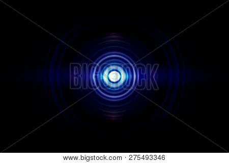 Abstract Light Blue Circle With Sound Waves Oscillating, Technology Background