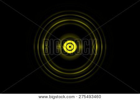 Abstract Light Yellow Ring With Sound Waves Oscillating, Technology Background