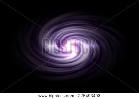Abstract Spiral Galaxy With Light Purple Smoke On Black Background