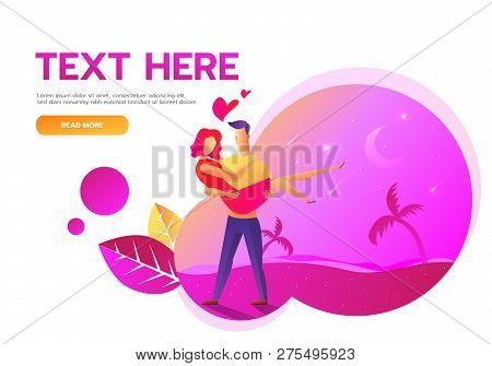 Velentine Card Template With Love Couple Illustration