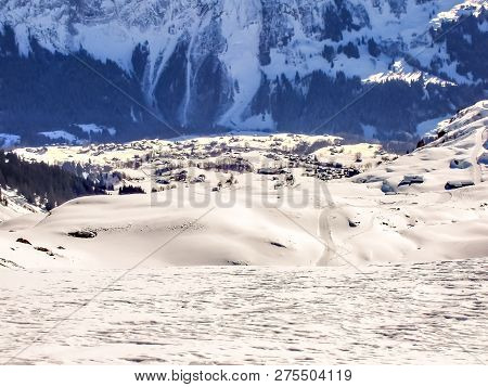Grindelwald Seen From The Alps Between First And Faulhorn In Switzerland