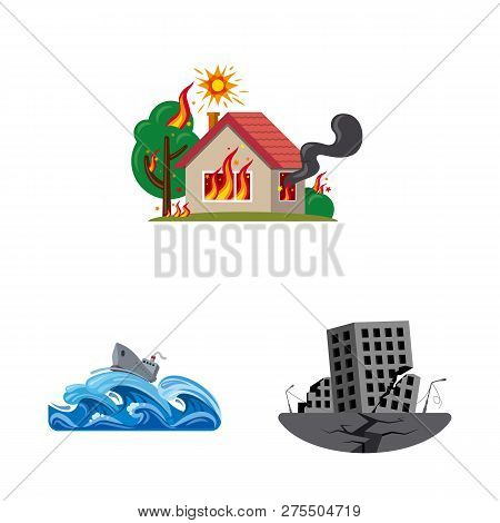 Vector Design Of Natural And Disaster Icon. Set Of Natural And Risk Stock Symbol For Web.