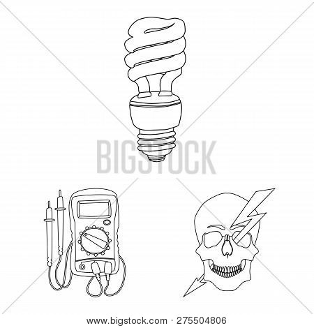 Vector Illustration Of Electricity And Electric Logo. Collection Of Electricity And Energy Vector Ic