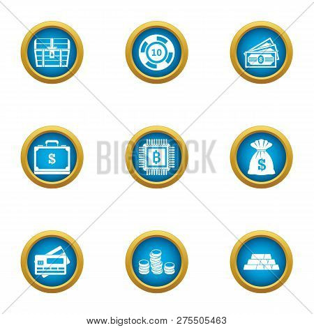 Money Circulation Icons Set. Flat Set Of 9 Money Circulation Icons For Web Isolated On White Backgro