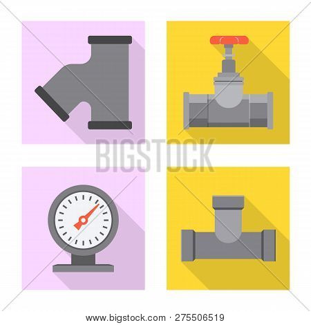 Vector Design Of Pipe And Tube Sign. Collection Of Pipe And Pipeline Stock Vector Illustration.