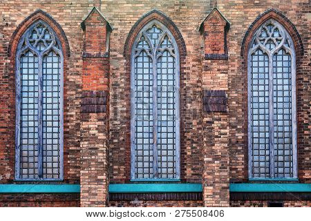 Brick Facade Of The Old Catholic Church