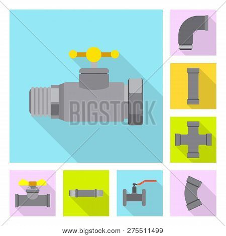 Vector Illustration Of Pipe And Tube Symbol. Set Of Pipe And Pipeline Stock Vector Illustration.