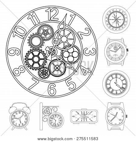 Isolated Object Of Clock And Time Logo. Collection Of Clock And Circle Stock Vector Illustration.