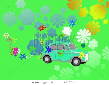 Fantasy samochodu Hippie Flower Power