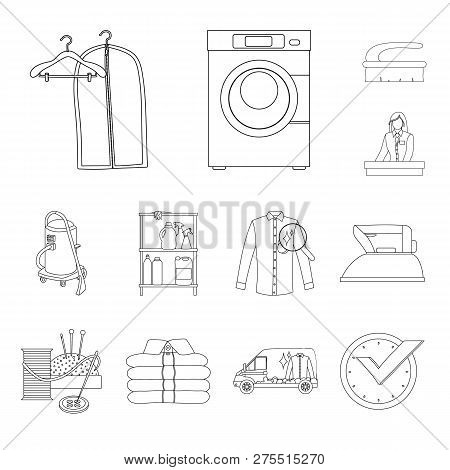 Vector Design Of Laundry And Clean Icon. Collection Of Laundry And Clothes Stock Vector Illustration
