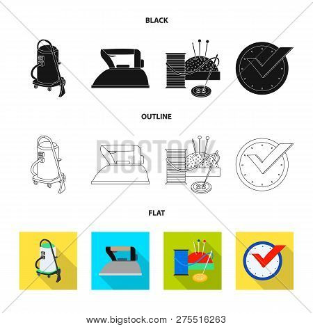 Vector Illustration Of Laundry And Clean Sign. Collection Of Laundry And Clothes Vector Icon For Sto