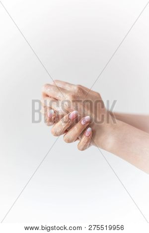 Hand Washing With Soap, Soap Bubbles On Hands, Potecting And Disinfecting Soap, Anti Microbes Protec