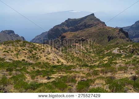 Panoramic View Of The Macizo De Teno Mountains, Masca Gorge And Mountain Road To The Village Of Mask