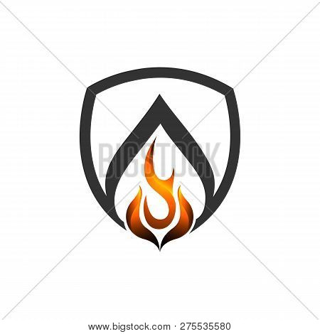 Abstract Fire Shield Flamevector Logo Concept Illustration Logo Template