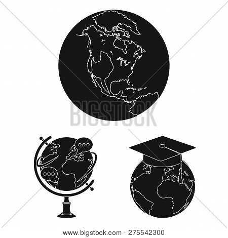 Isolated Object Of Globe And World Logo. Set Of Globe And Earth Stock Vector Illustration.