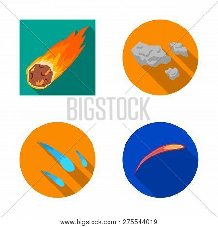 Vector Design Of Shooting And Fire Logo. Set Of Shooting And Asteroid Vector Icon For Stock.