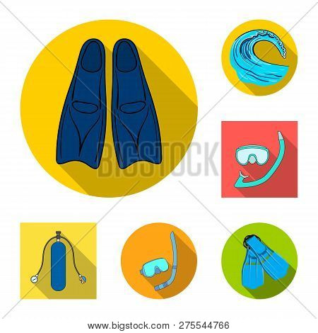 Vector Illustration Of Dive And Scuba Logo. Collection Of Dive And Swim Vector Icon For Stock.