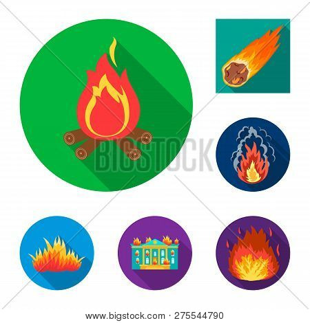 Vector Design Of Fire And Flame Icon. Collection Of Fire And Fireball Vector Icon For Stock.