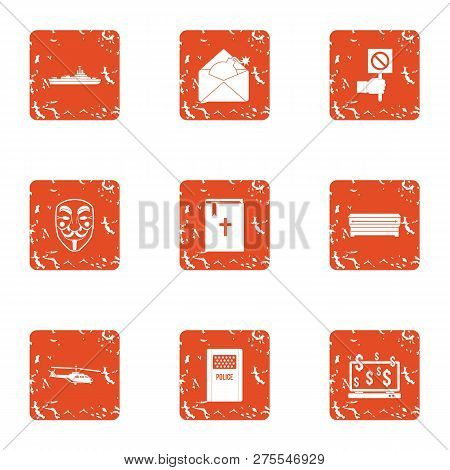 Lucre Icons Set. Grunge Set Of 9 Lucre Icons For Web Isolated On White Background