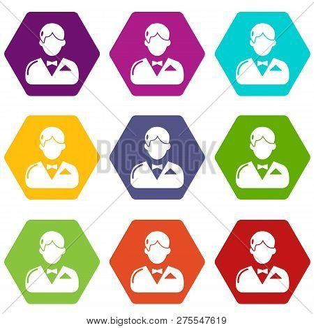 Croupier Icons 9 Set Coloful Isolated On White For Web