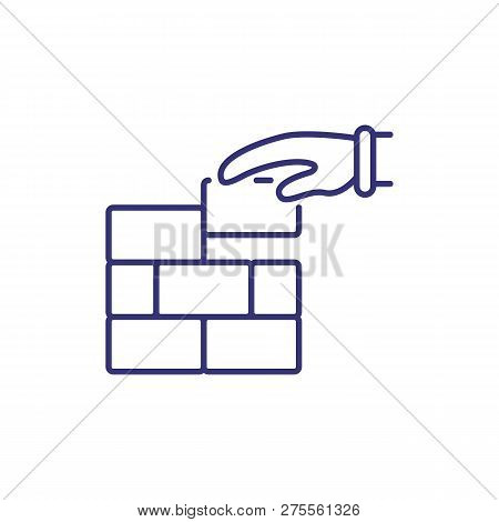 Brickwork Line Icon. Hand, Brick Wall, Site. Construction Concept. Can Be Used For Topics Like Contr