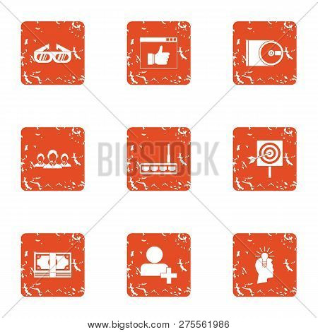 Classified Information Icons Set. Grunge Set Of 9 Classified Information Icons For Web Isolated On W