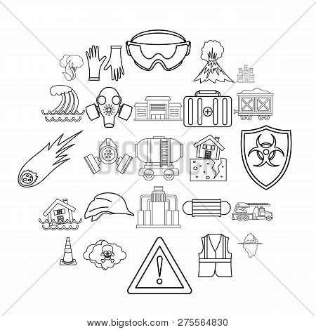 Tragic Icons Set. Outline Set Of 25 Tragic Icons For Web Isolated On White Background