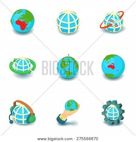 Deglobalization Icons Set. Isometric Set Of 9 Deglobalization Icons For Web Isolated On White Backgr