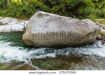 Ancient Carved Figures On Stones In Jayuya Puerto Rico