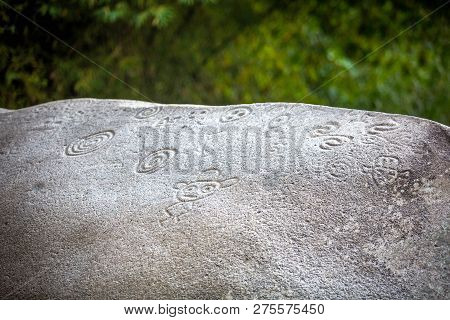 Ancient Carved Figures On Stones In Jayuya Puerto Rico