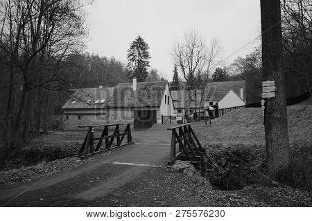 Oparno, Czech Republic - December 19, 2018: Oparensky Mlyn Mill In Oparenske Udoli Valley In Forest 