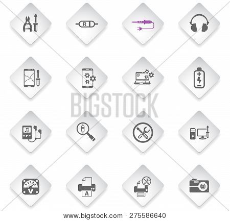 Electronics Repair Flat Rhombus Web Icons For User Interface Design