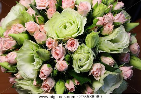 Bridal Bouquet, Small Delicate Roses. Spring Bouquet Of Roses. Flowers For The Bride