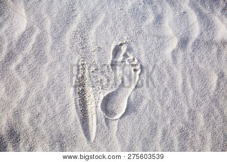 Footprint In The Sand At White Sands National Monument